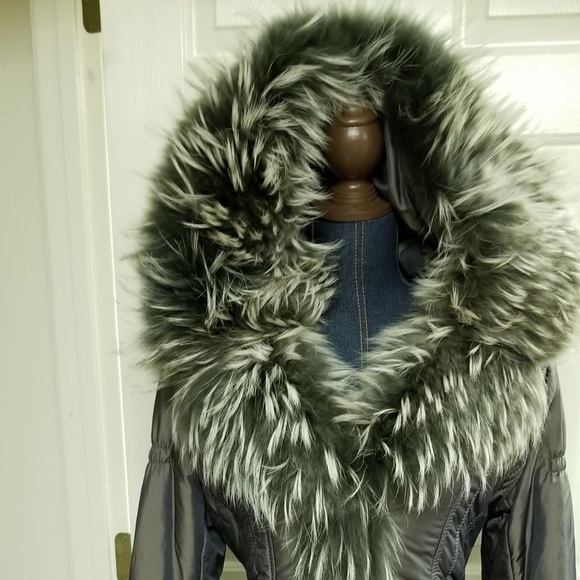 ✅46C New slate green jacket Real Finland Racoon - Picture 6 of 16